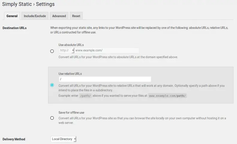 simply-static-settings
