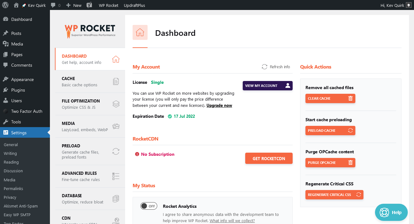 wp-rocket-dashboard